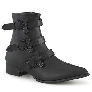Unisex Black Leather Ankle Boots